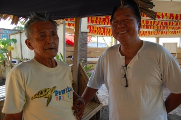 Pawikan Conservation Center volunteers - Mang Arturo (a former poacher) and Chairman Manolo Ibias